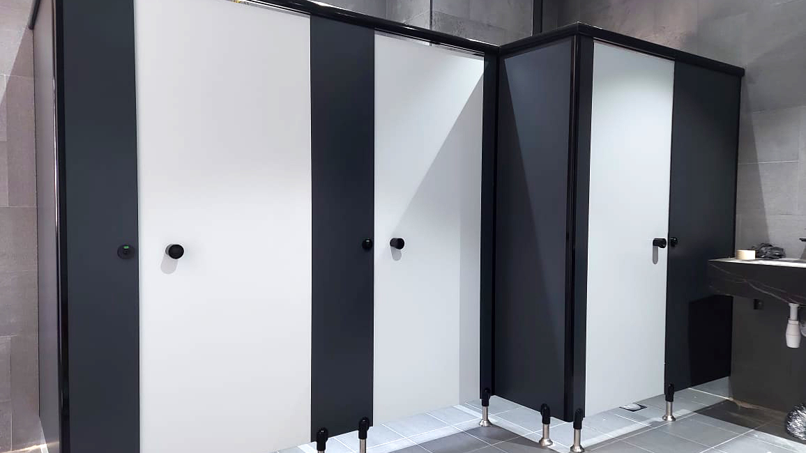 HPL Toilet Cubicle Partion in Black and White Color